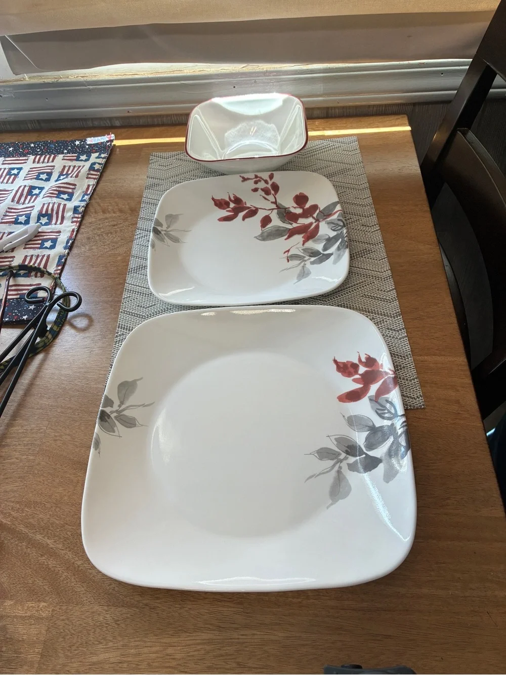 Corelle Kyoto Leaves Dinner Plate Luncheon Plate Square Splendor Bowl